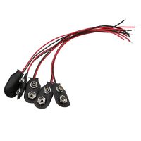 9V Battery Clips Snap Red Black Lead Wires Connector I Type 9 Volt Battery Buckle Holder Pigtail Cable Length 15CM / 5.9 Inch