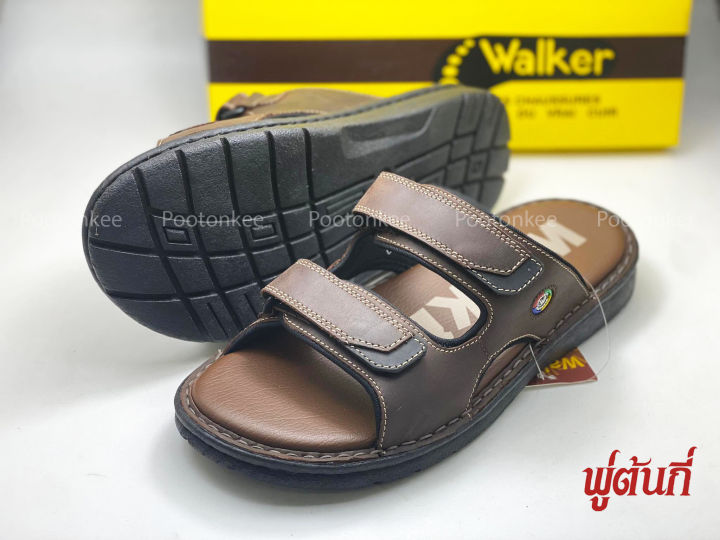 รองเท้า-walker-รุ่น-dk-196-รองเท้าแตะวอคเกอร์-รองเท้าหนังแท้-สีดำ-สีน้ำตาล-ของแท้