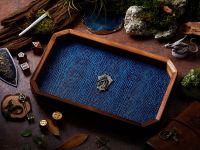 Dragon Shield Dice Tray | Blue Leather &amp; Metal Shield Silver | Octagon Dice Tray | Faux Leather | RPG Dice Tray | Dungeons and Dragons Dice | DnD Dice tray | D&amp;D Dice