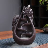 Handmade Ceramic Dragon Backflow Incense Burner Zen Garden Decor Smoke Waterfall Incense Holder Living Room Crafts Ornament