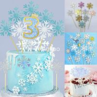 【Ready Stock】 №✹ E05 50pcs/set Glitter Snowflakes Cake Topper Christmas Wedding Birthday Cake Decorating Frozen Cupcake Toppers Toothpicks