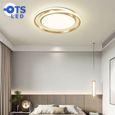 TS ไฟเพดานสมัยใหม่ LED ไฟห้องนอนสีทอง/สีดำโคมไฟติดเพดานสำหรับห้องนั่งเล่นห้องนอน