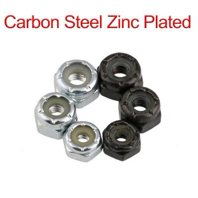 20Pcs Hex Nylon Insert Lock Nut 1/4 5/16 3/8 4#-10# UNC UNF Carbon Steel Zinc Plated Hexagon Self-locking Nuts Nylock Locknut Nails Screws Fasteners