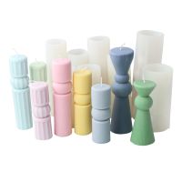 New Geometric Stripe Cylinder Candle Silicone Mold Diy Candle Making Kit Handmade Craft Gypsum Resin Soap Production Supplies