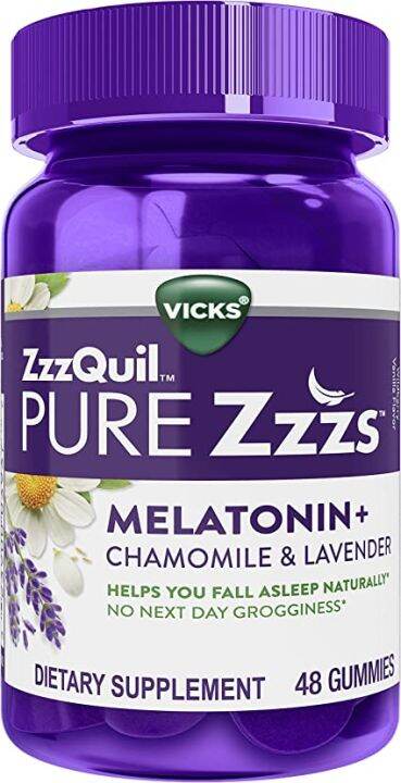 ZzzQuil Melatonin, Chamomile & Lavender, 48 Gummies, Wildberry Vanilla ...