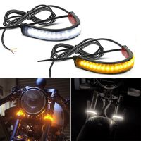 ♠✲❀ 1/2Pcs 12V LED Ring Fork Strip Lamp Amber White Motorcycle LED Fork Light 120 Degree View LED Turn Signal Lamp Strip Parts