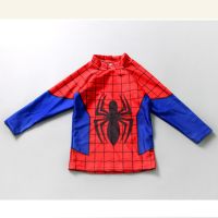 (M-4XL) ชุดว่ายน้ำเด็ก เซ็ต 3 ชิ้น แขนยาว+กางเกงขาสั้น+หมวก Spider man สีดำ และสีแดง สต็อกพร้อม