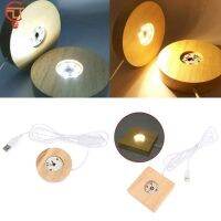 【YD】 8cm USB Dispaly Base Glass Resin Ornament Night Lamp Rotating Display Holder