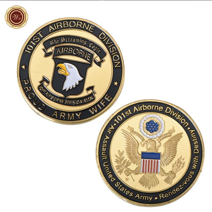 เหรียญกองทัพอากาศของสหรัฐอเมริกาของที่ระลึกกอง101st-นกอินทรีกรีดร้องชุบทองเหรียญที่ระลึกท้าทาย