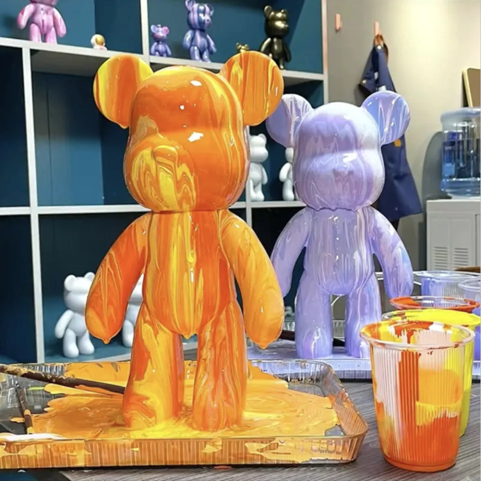 Diy Painting Teddy Bear Violent Bear Kit Set Fluid Painting Creative Home  Decor