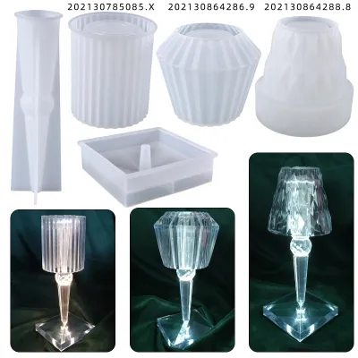[COD] Epoxy Mold Mirror Pattern Small Table Lamp Holder Storage Ornament Silicone