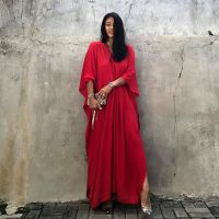 Red Sexy Swimsuit Cover-ups Long Dress Kaftan Kimono Woman Clothes 2022 Summer Women Swimwear Beach Wear Maxi Dresses