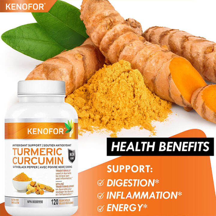 KENOFOR Organic Turmeric Curcumin & Piperine Capsules Naturally