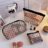 Mesh Cosmetic Makeup Bags Case Holder Transparent Zipper Black Heart Printed Case Pouch