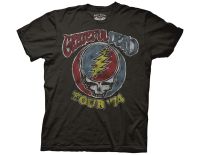 Grateful Dead Adult Tour 74 Lightweight Vintage Cotton Crew T-Shirt Sm Vintage Charcoal Black 1 Gildan