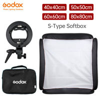 Professional Godox 80X80ซม. Photo Studio Soft Diffuser S-Type cket Bowens ผู้ถือ Mount กระเป๋าสำหรับกล้องแฟลช