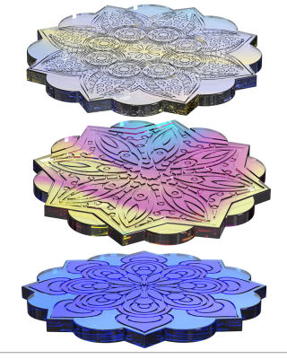 4 Style Crystal Epoxy Resin Coaster Tray Molds Mandala Resin Molds Coaster Making Accessories Office Home Decoration