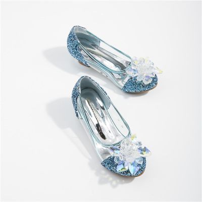 туфли для девочки Girls Princess Shoes Spring New Children Show High Heel Shoe Beautiful Girl Transparent Crystal Shoe Kids Shoe