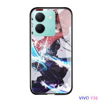 Volans เคสสำหรับ Vivo Y36 Y36 5G สุดหรูอนิเมะสังหารอสูรเคสมันวาวกันกระแทก Tanjirou Nezuko กระจกเทมเปอร์ฝาหลัง