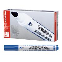 STABILO สตาบิโล Plan ปากกาไวท์บอร์ด ไวท์บอร์ด หัวตัด ขนาด 2.5-3.5 mm. - สีน้ำเงิน จำนวน 12 ด้าม (กลิ่นไม่ฉุน)
