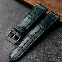 Handmade ultra-thin leather strap adapted to water ghost green crocodile leather strap 18 19 20 22MM male soft wave 【JYUE】