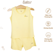 Bộ ba lỗ màu trơn vải sợi tre  size từ 6 tháng đến 3 tuổi