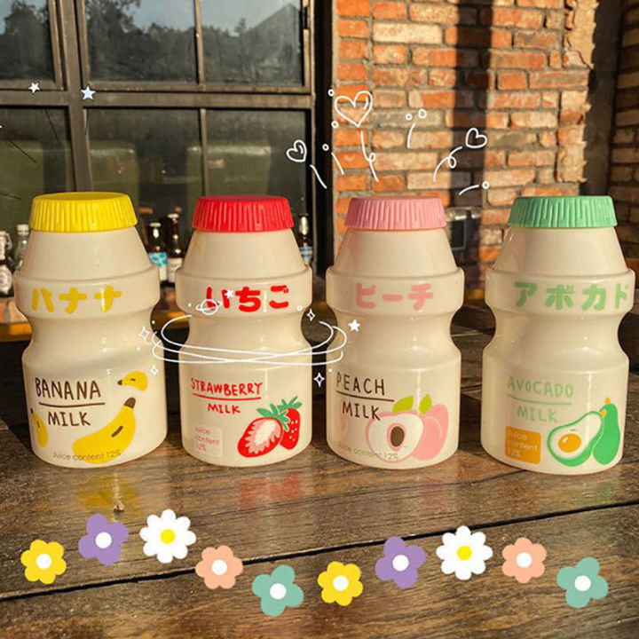 ruyifang-ขวดน้ำพลาสติก480ml-ขวดดื่มรูปร่างน่ารัก-kawaii-milk-shaker-bottle
