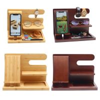 Wooden Storage Phone Stand Classic Desktop Organizer Desktop Smartphone Tablet Holder Table Support Bamboo Pine Docking Station