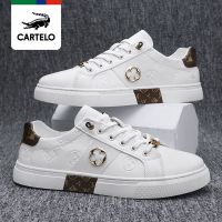 Cartilan Crocodile Mens Shoes Summer Breathable White Shoes All-match Board Shoes 2023 New Non-slip Soft Bottom Casual Shoes Men