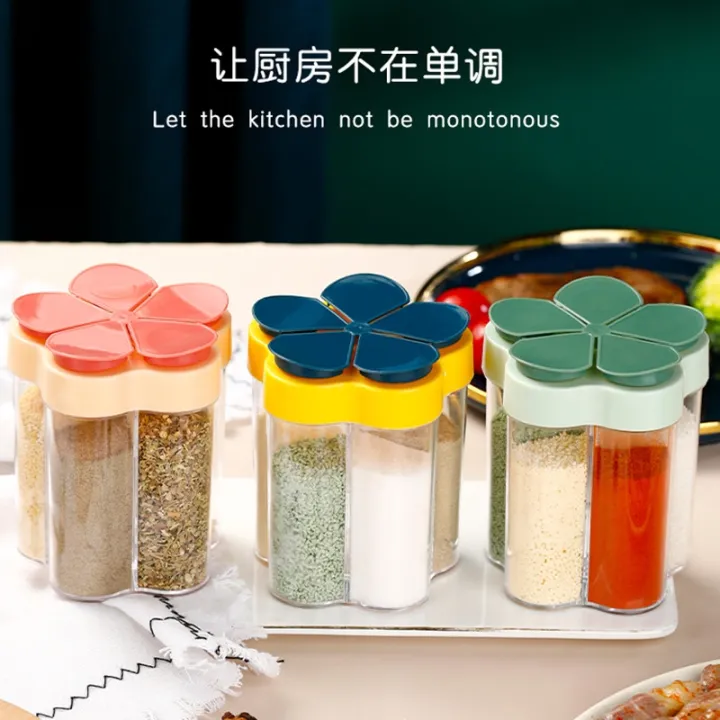 cod-5-grid-seasoning-jar-set-home-kitchen-bottle-box-sealed-moisture-proof-salt-monosodium-glutamate