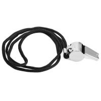 1Pc Stainless Steel Whistle With Black Lanyard Rope For Outdoor Sports 4.6*1.8*2.1cm Survival kits