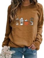 Fall coffee sweatshirt Womens cute pumpkin spice pullover Fall winter coffee crew-neck hoodie