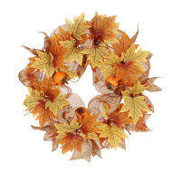 Thanksgiving Wreath Pumpkin Two-color Maple Leaf Garland Home Fall Decoration Garland Halloween Factory