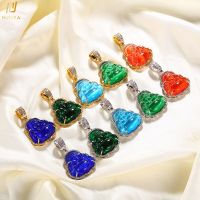 ZZOOI Micro Pave Diamond CZ Buddhism Hip Hop Opal Maitreya Buddha Pendant Bling 5A Cubic Zirconia Necklace