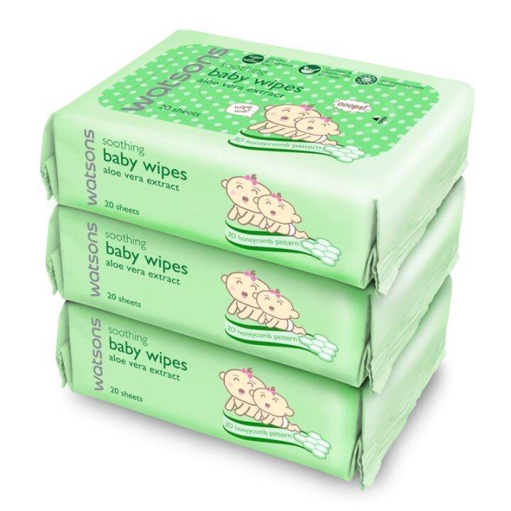Watsons Soothing Baby Wipes (3 X 20's) Lazada Singapore