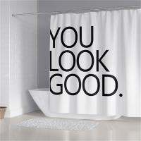 3D Digital Printing Resistant Waterproof Bathroom Shower Curtain Letter Shower Curtains Simple Nordic Art Design Bathroom Curtain Home Decor Bath Screens Bathroom Accessories Polyester Fabric