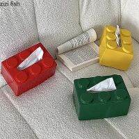 Creative Building Block Shaped Ceramic Tissue Box Living Room Napkin Box Removable Tissue Box Household Tissue Storage Container Tissue Holders