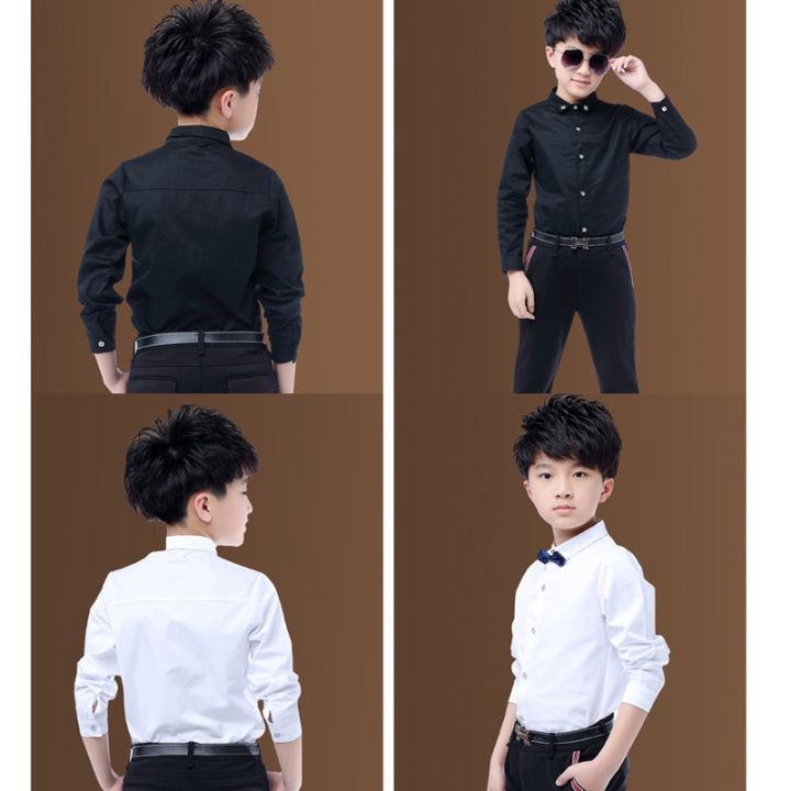 new-children-boys-shirts-cotton-solid-black-white-shirt-with-tie-boys-for-3-15-years-teenage-school-performing-costumes-blouse