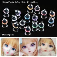 STRIVE 20pcs/10pairs 18mm ครับ ตางานฝีมือตา พลาสติกทำจากพลาสติก 8สี ตาคริสตัลหุ่น ของใหม่ พร้อมเครื่องซักผ้า ชิ้นส่วนของเล่นยัดไส้ อุปกรณ์ตุ๊กตา DIY