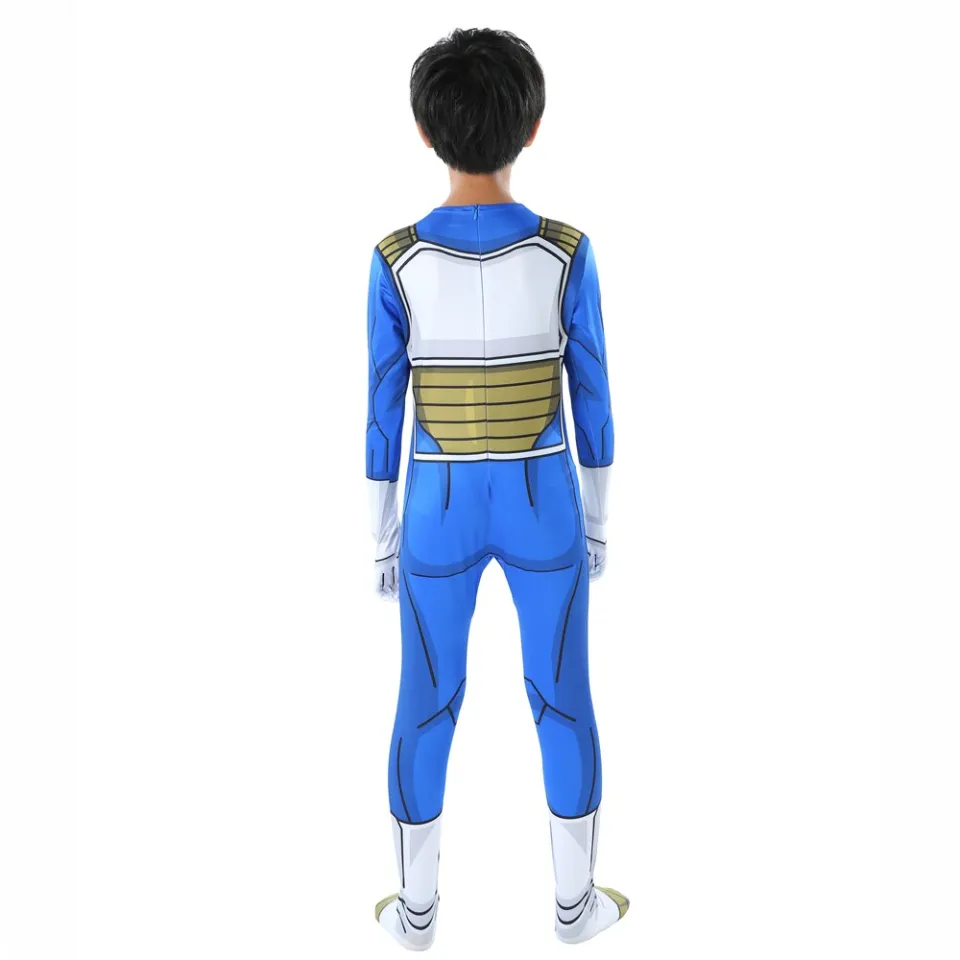 Baby Kids Adult Suit Filho Goku Majin Vegeta Cosplay Fantasia Anime  Super-herói Macacão Cabelo Preto Fantasia de Halloween