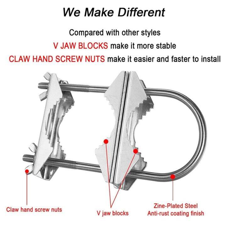 3x-double-antenna-mast-clamp-v-jaw-block-with-u-bolts-heavy-duty-anti-rust-mast-to-mast-mount-bracket-kit-for-tv-cb-ham