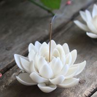 Ceramic White Lotus Incense Burner Home Decor Incense Stick Holder Handmade Buddhist Aromatherapy Censer Use In Office Teahouse