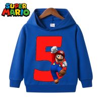 Ropa de Super Mario para niños y niñas, traje informal con estampado de dibujos animados de Mario, Top con capucha, primavera y otoño, 2023