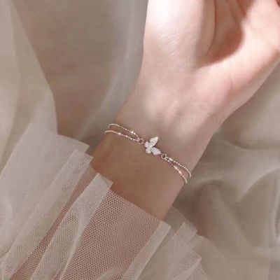 silver butterfly celet korean fashion women celet hand chain celet gelang tangan perempuan