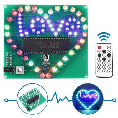 DIY Electronic Kit Colorful LED Flashing Heart Love Shaped Glowing Suite Remote Control Soldering Project Kit Valentines Gift Replacement Parts