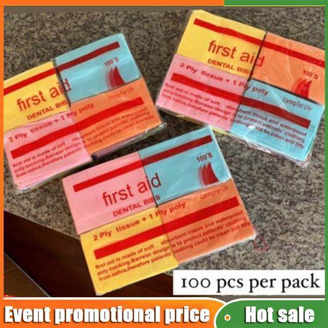 Dental Bib ORIGINAL First Aid brand 2ply tissue 1 ply poly so 3ply
