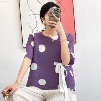 COD dsdgfhgfsdsss Real Time 2023 Summer Loose Large Size Small Circle Neck Slim Printing T-shirt Pleated Top Womens Short Sleeves -2023-05-19