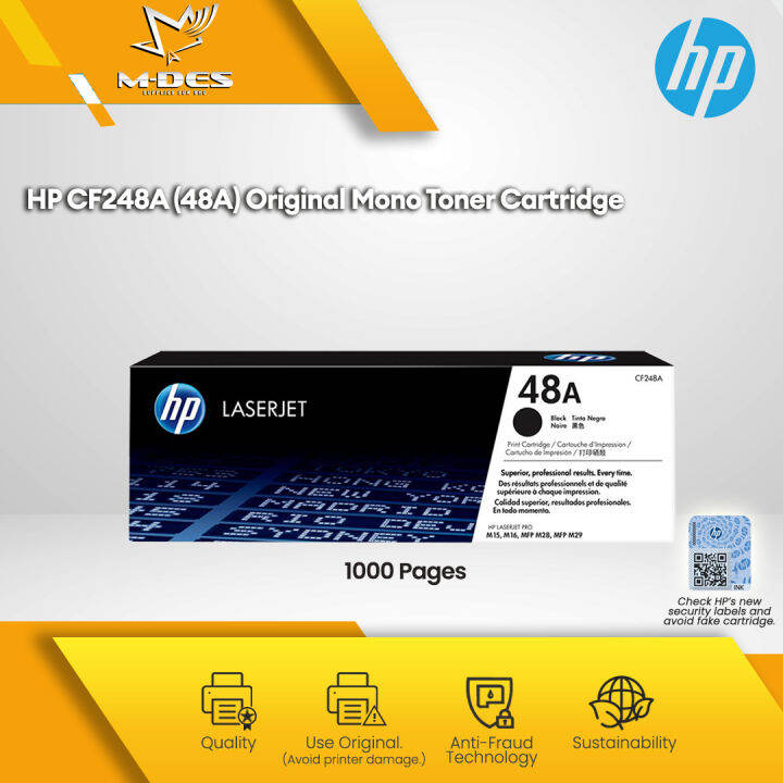 100% Original HP CF248A / 48A Black LaserJet Toner Ink Cartridge ...
