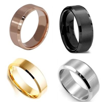 【 Fresh 】 แหวนผู้ชายผู้หญิงแหวนไทเทเนียมชุบทอ 18 K US 5-14