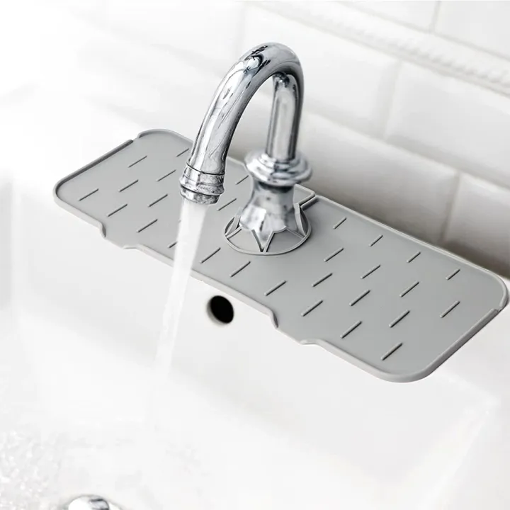 Kitchen Sink Splash Pad Silicone Faucet Mat Drain Pad Bathroom